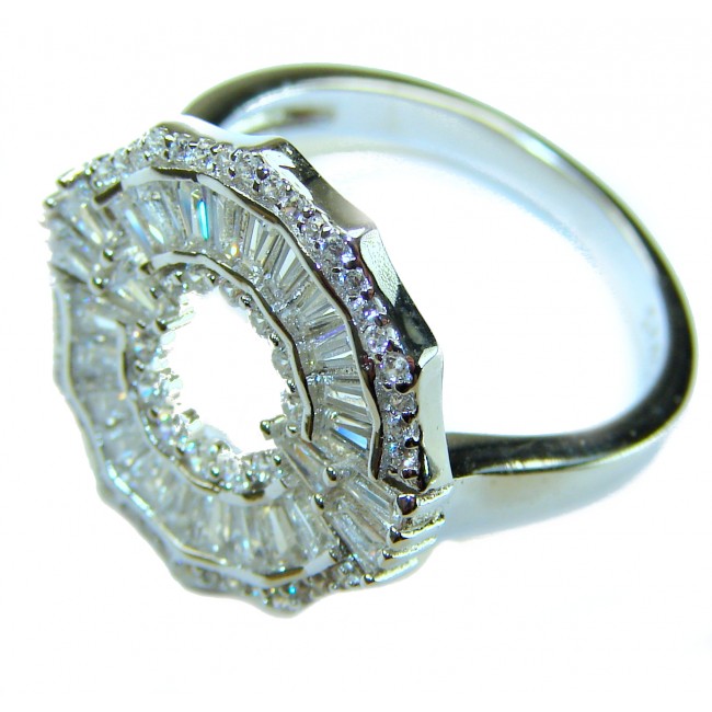 Art Deco 11.2 carat White Topaz .925 Silver handcrafted Cocktail Ring s. 7 - photo 1