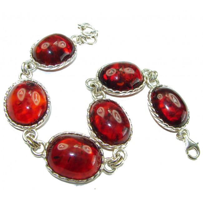 Excellent quality Baltic Amber .925 Sterling Silver entirely handcrafted Bracelet - photo 3