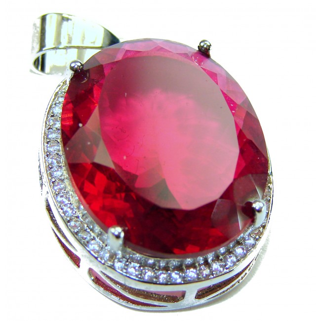 Superior quality 20.15 carat Electric Red Helenite .925 Sterling Silver Pendant