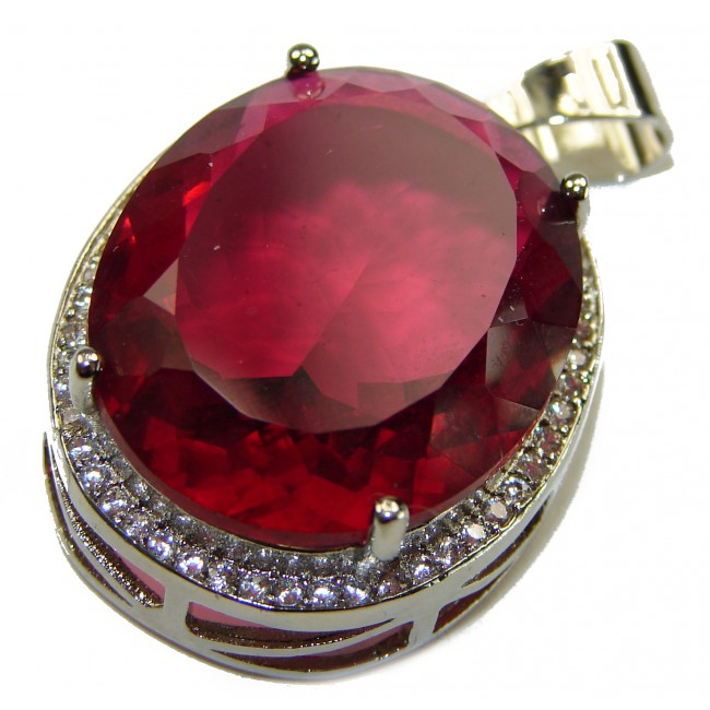 Superior quality 20.15 carat Electric Red Helenite .925 Sterling Silver Pendant