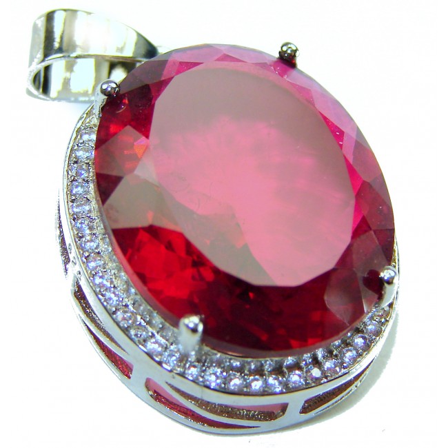 Superior quality 20.15 carat Electric Red Helenite .925 Sterling Silver Pendant