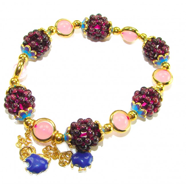 Sweet Berries authentic 18.5 carat Tourmaline 14K Gold over .925 Sterling Silver handmade stretch Bracelet