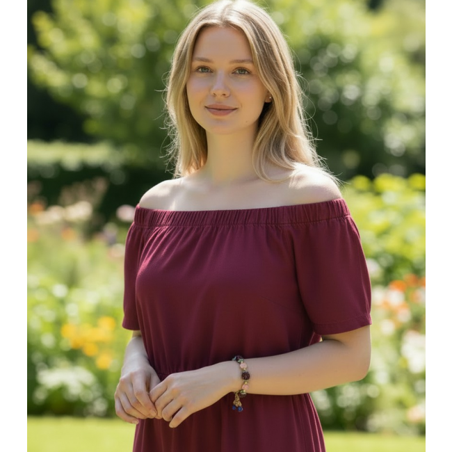 Sweet Berries authentic 18.5 carat Tourmaline 14K Gold over .925 Sterling Silver handmade stretch Bracelet