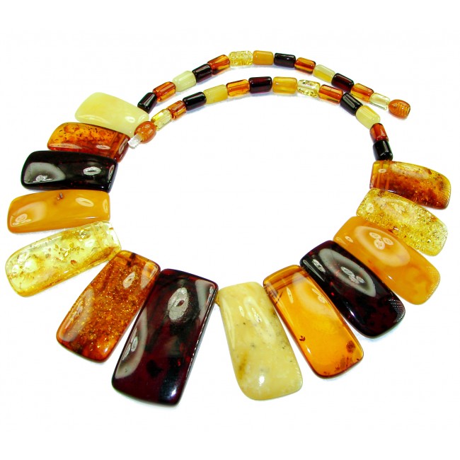 Dazzling - Rare!- vintage Style- natural Baltic Amber .925 Sterling Silver handcrafted necklace