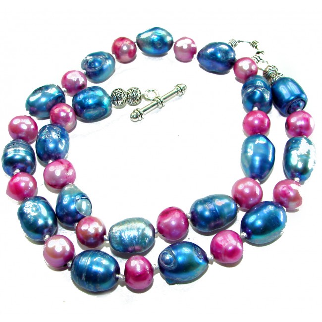 Wonderland authentic Mother of Pearl .925 Sterling Silver handcrafted STATEMENT Necklace - photo 2