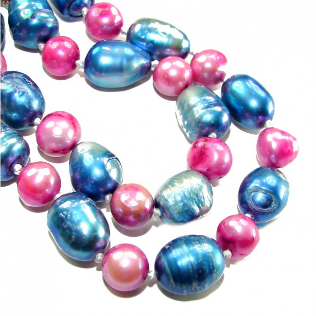 Wonderland authentic Mother of Pearl .925 Sterling Silver handcrafted STATEMENT Necklace - photo 1