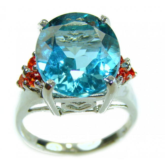 Water Drop 10.9 carat authentic Aquamarine .925 Sterling Silver Handcrafted Ring size 7 - photo 2