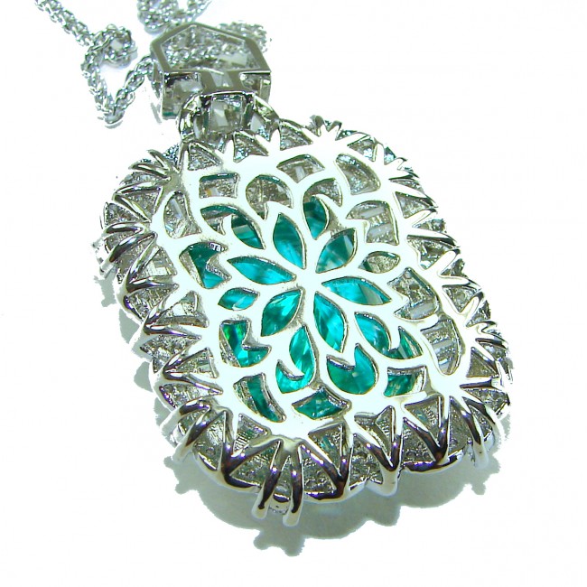 Rio Grande do Norte - Brazilian's Briliance - baquette cut 28.5 carat Paraiba Tourmaline .925 Sterling Silver handcrafted necklace