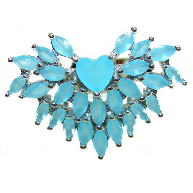 Emily 17.5 carat Aquamarine .925 Sterling Silver handmade Statement Ring size 7 1/2 - photo 2