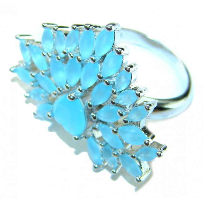 Emily 17.5 carat Aquamarine .925 Sterling Silver handmade Statement Ring size 7 1/2 - photo 1