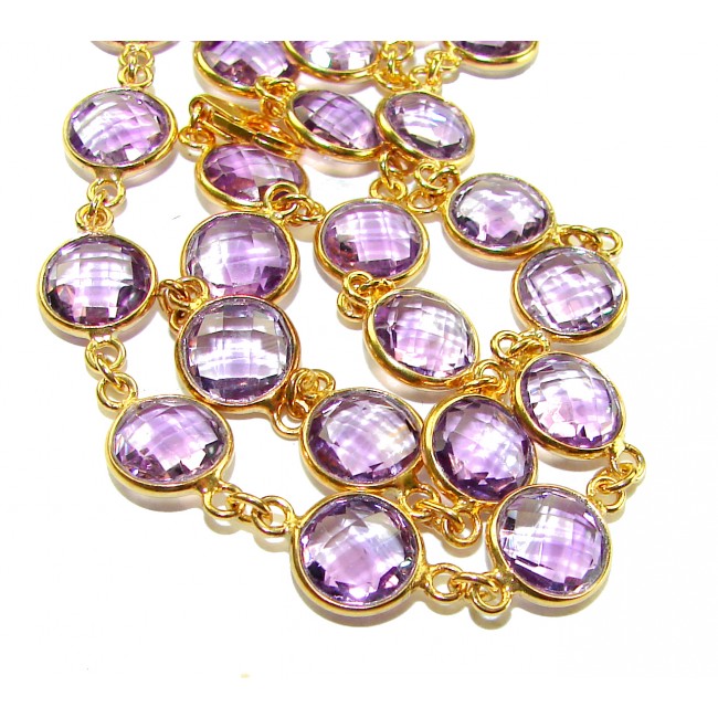 A Heritage in Bloom - Italy made 28.5 carat Amethyst .925 Sterling Silver dipped in 18K Gold handmade necklace