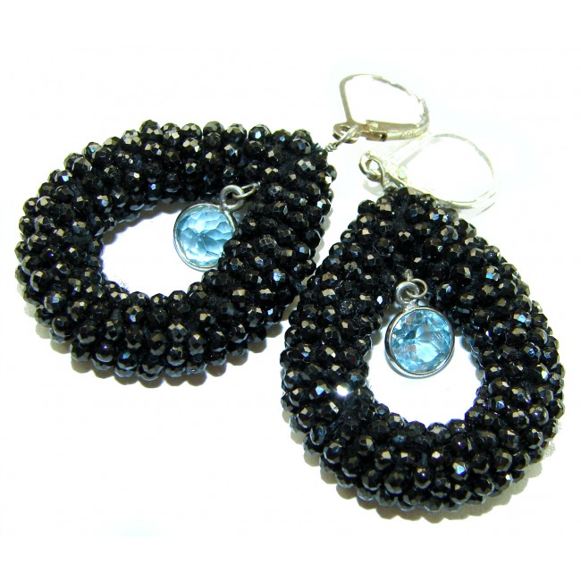 Spiritual Rebirth Precious genuine 29.7 CARAT Black Spinel .925 Sterling Silver STATAMENT earrings