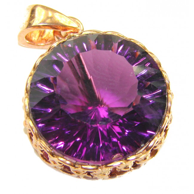 Mademoiselle - 20.5 carat natural Amethyst .925 Sterling Silver dipped in 18K Rose Gold handcrafted Pendant