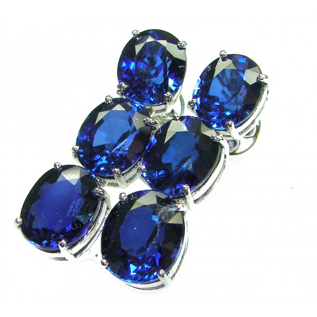 Oceania - Deep Ocean 22.5 carat London Blue Topaz .925 Sterling Silver handmade Statement earrings - photo 4