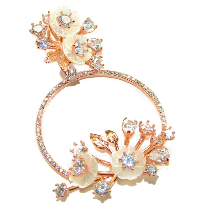 White Garden 15.5 carat White Topaz .925 Sterling Silver dipped in Rose Gold handcrafted pendant