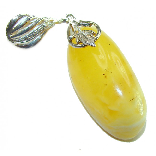 Prehistoric Authentic Buttescotch Baltic Amber .925 Sterling Silver beautifully handcrafted Pendant