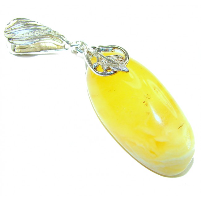 Prehistoric Authentic Buttescotch Baltic Amber .925 Sterling Silver beautifully handcrafted Pendant