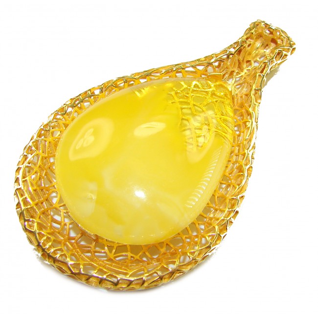 Tiffany Prehistoric Authentic Buttescotch Baltic Amber 22K Gold over .925 Sterling Silver beautifully handcrafted Pendant
