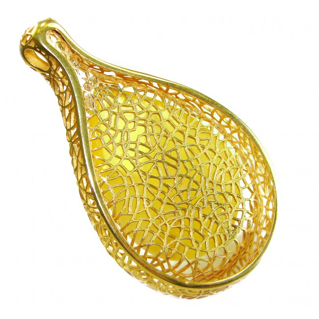 Tiffany Prehistoric Authentic Buttescotch Baltic Amber 22K Gold over .925 Sterling Silver beautifully handcrafted Pendant