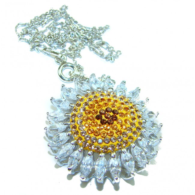 Third eye - Vintage style 8.5 carat Citrine White Topaz .925 Sterling Silver handcrafted necklace