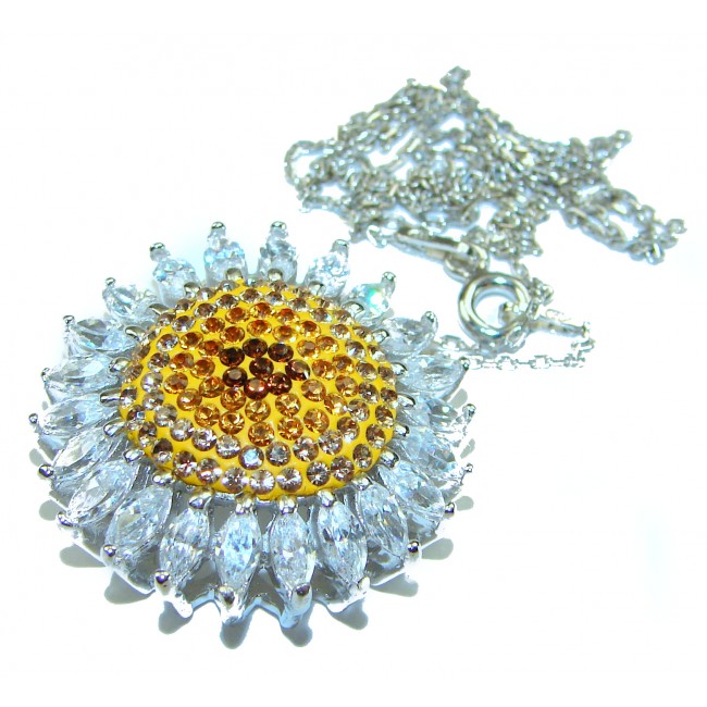 Third eye - Vintage style 8.5 carat Citrine White Topaz .925 Sterling Silver handcrafted necklace