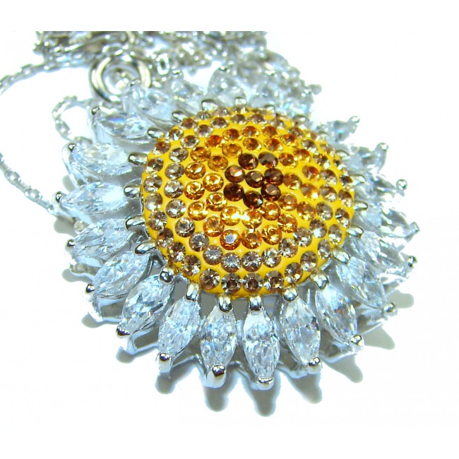 Third eye - Vintage style 8.5 carat Citrine White Topaz .925 Sterling Silver handcrafted necklace