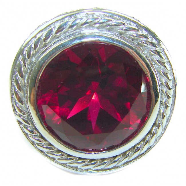 Passion Genuine 29.8 CARAT Red TOPAZ .925 Sterling Silver Large Statement Ring size 9