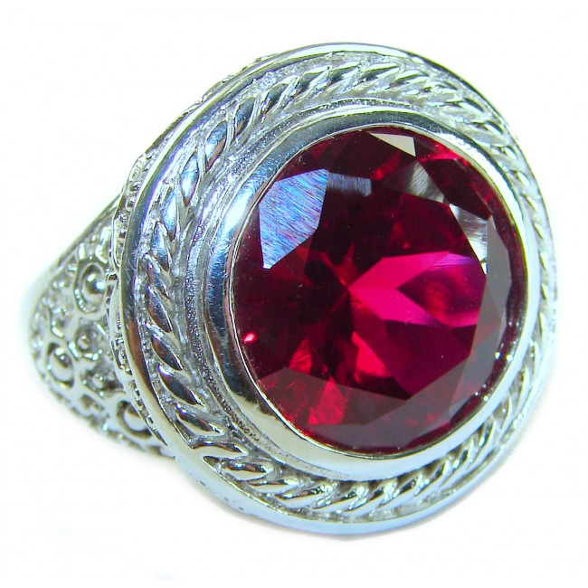 Passion Genuine 29.8 CARAT Red TOPAZ .925 Sterling Silver Large Statement Ring size 9