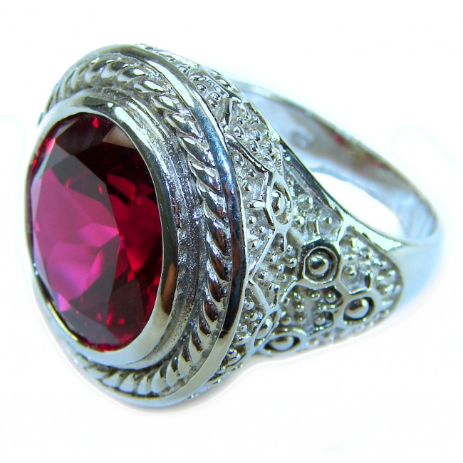 Passion Genuine 29.8 CARAT Red TOPAZ .925 Sterling Silver Large Statement Ring size 9