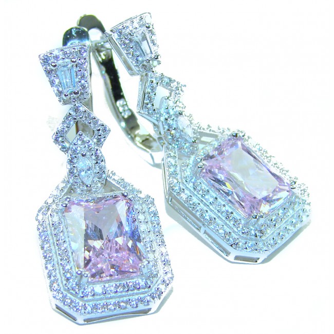 Isabella - Light Pastel 12.9 carat Kunzite .925 Sterling Silver handcrafted earrings