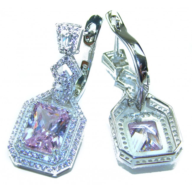 Isabella - Light Pastel 12.9 carat Kunzite .925 Sterling Silver handcrafted earrings