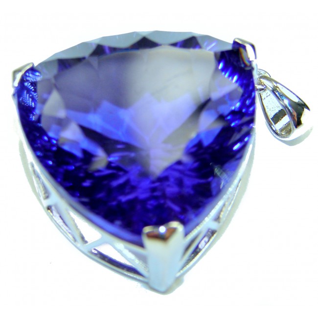 Fancy Trillion Cut Perfect 38.5 carat natural Tanzanite .925 Sterling Silver handcrafted Pendant