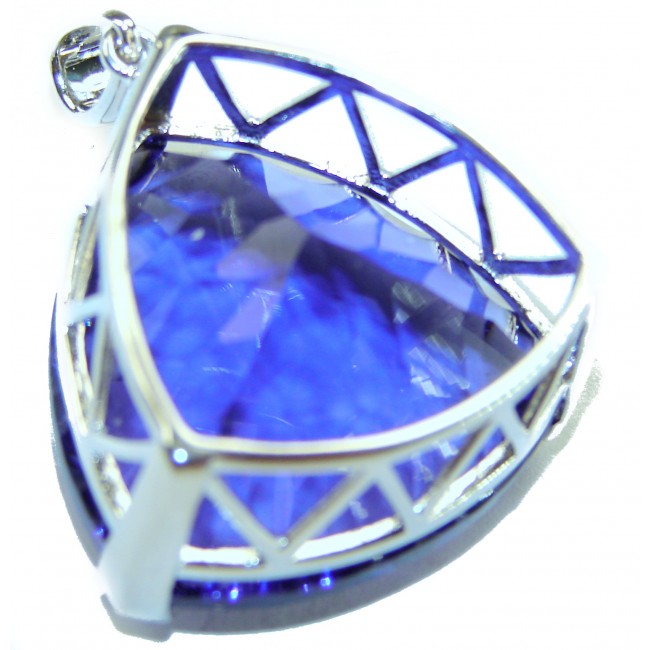 Fancy Trillion Cut Perfect 38.5 carat natural Tanzanite .925 Sterling Silver handcrafted Pendant