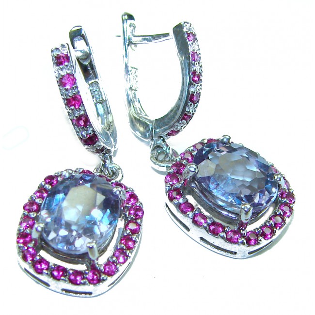 Pacifica 10.5 carat authentic Alexandrite .925 Sterling Silver Handcrafted Earrings