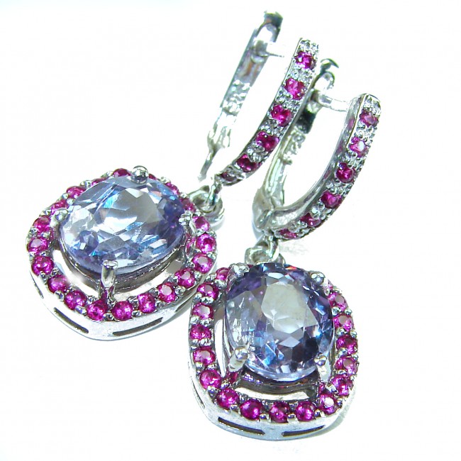 Pacifica 10.5 carat authentic Alexandrite .925 Sterling Silver Handcrafted Earrings