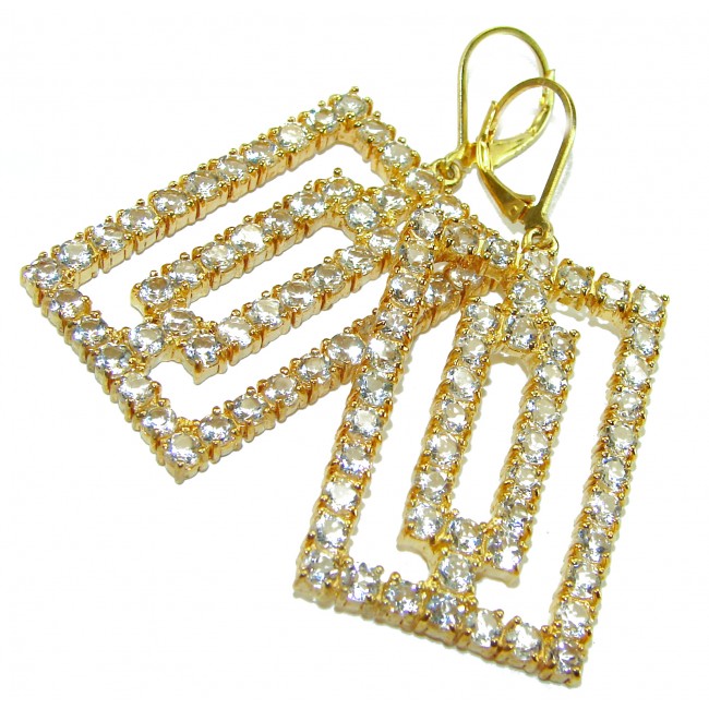 Large Extravaganza White Topaz 18K Gold over .925 Sterling Silver handcrafted Earrings - photo 2