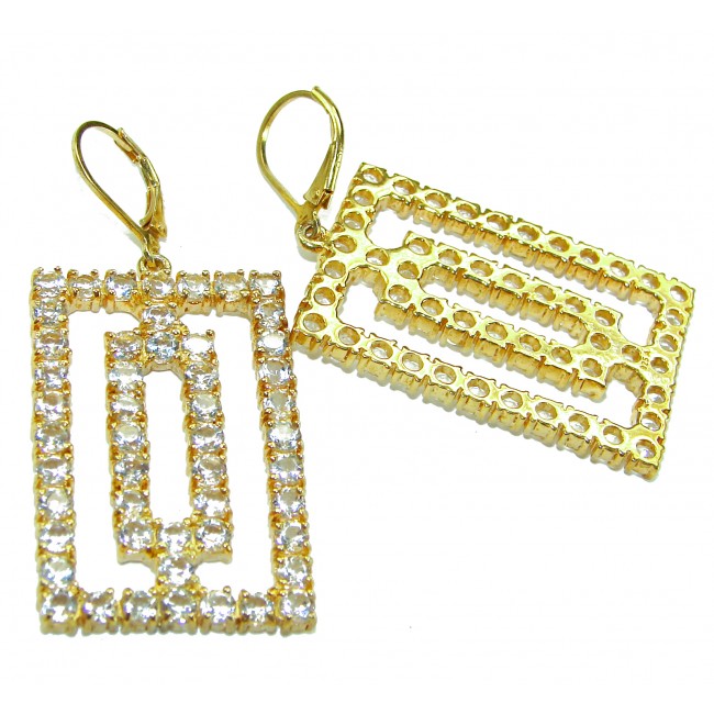 Large Extravaganza White Topaz 18K Gold over .925 Sterling Silver handcrafted Earrings - photo 1