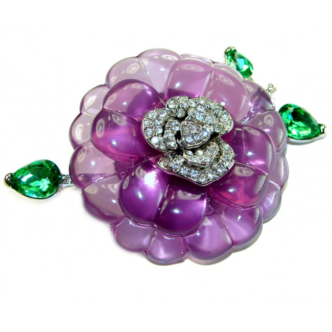 Mademoiselle - Vintage Design 85.4 CARAT Amethyst .925 Sterling Silver handcrafted Pendant & Brooch