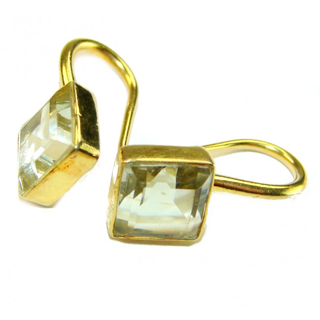 Splendid 5.5 carat Aquamarine 14K Gold over .925 Sterling Silver Handcrafted Earrings