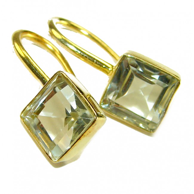Splendid 5.5 carat Aquamarine 14K Gold over .925 Sterling Silver Handcrafted Earrings
