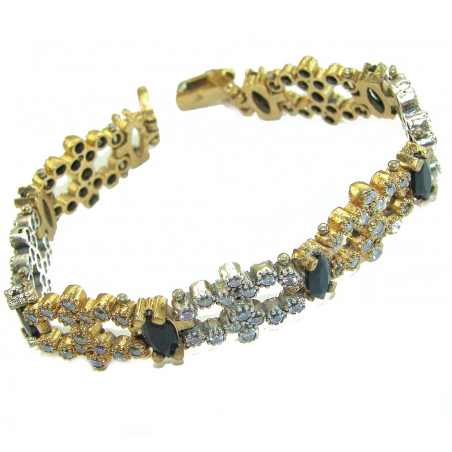 Gabriella 22.2 carat authentic Sapphire rhodium over .925 Sterling Silver handcrafted Statement Bracelet