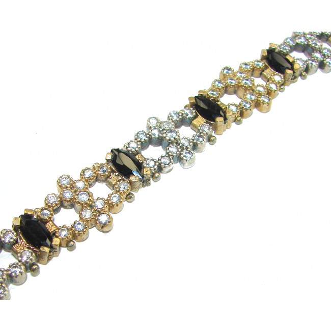 Gabriella 22.2 carat authentic Sapphire rhodium over .925 Sterling Silver handcrafted Statement Bracelet