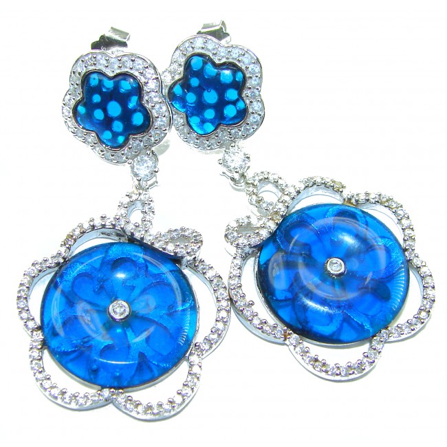 Giovanna - Authentic 21.9 carat Topaz .925 Sterling Silver handcrafted earrings - photo 3