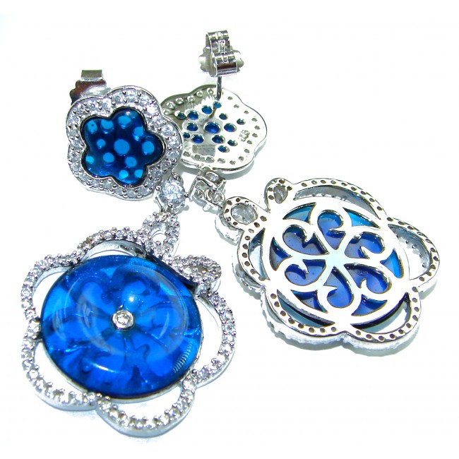 Giovanna - Authentic 21.9 carat Topaz .925 Sterling Silver handcrafted earrings - photo 2