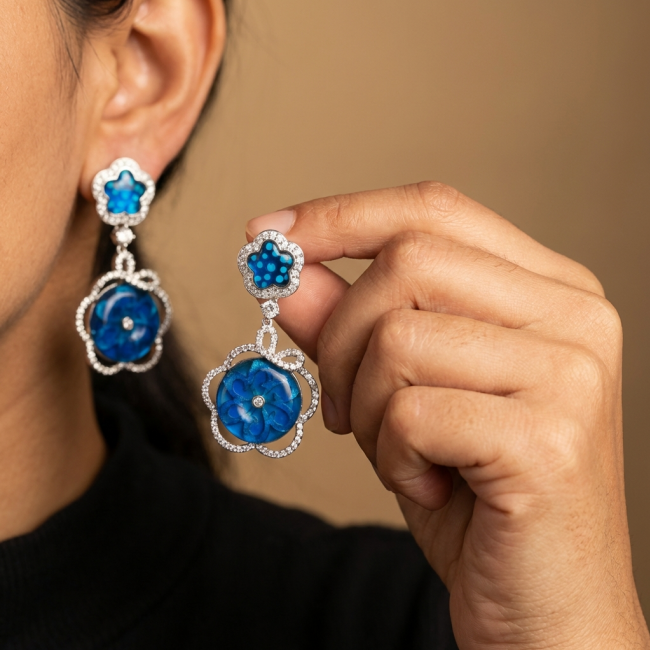 Giovanna - Authentic 21.9 carat Topaz .925 Sterling Silver handcrafted earrings - photo 1