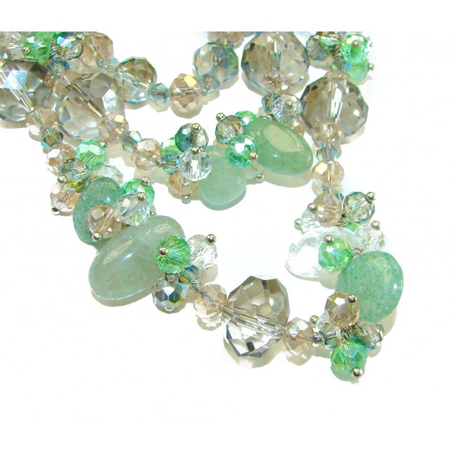 Back to Nature Huge Aventurine Fluorite Jade . 925 Sterling Silver handmade necklace
