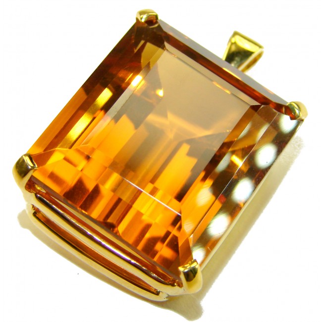 Luxury genuine 55.5 CARAT baquette cut Champagne Topaz .925 Sterling Silver dipped in 18K Gold handmade Pendant - photo 3