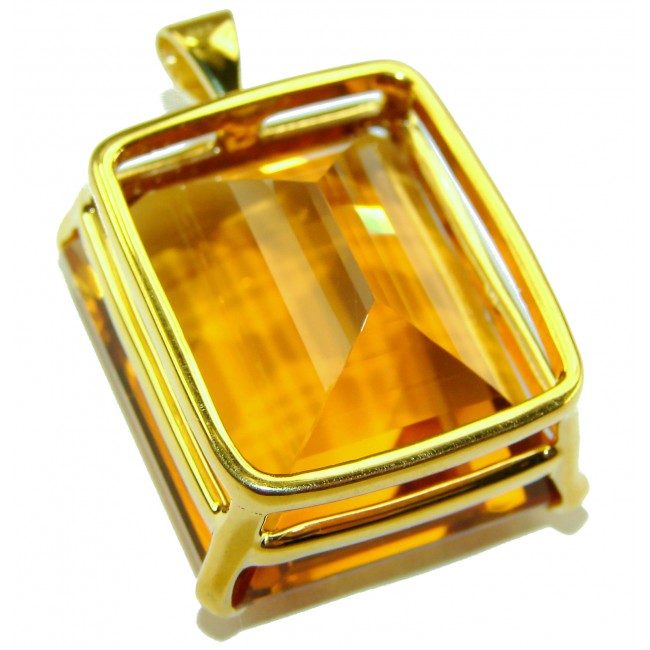 Luxury genuine 55.5 CARAT baquette cut Champagne Topaz .925 Sterling Silver dipped in 18K Gold handmade Pendant - photo 2