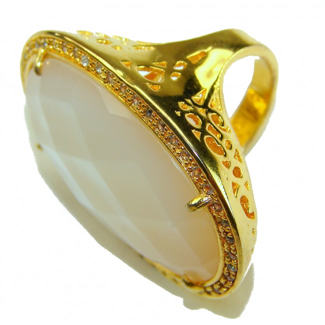 Luxurious Blister Pearl 1.03 carat lab. grown diamonds 18K Gold over .925 Sterling Silver brilliantly handcrafted ring s. 5 1/4 - photo 2