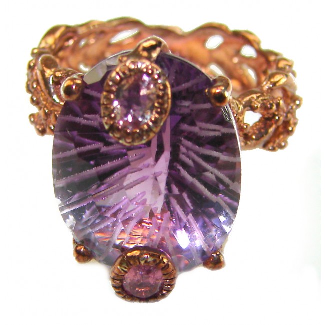 Purple Royalty 14.5 carat Amethyst .925 Sterling Silver dipped in 18K Gold over Handcrafted Ring size 8